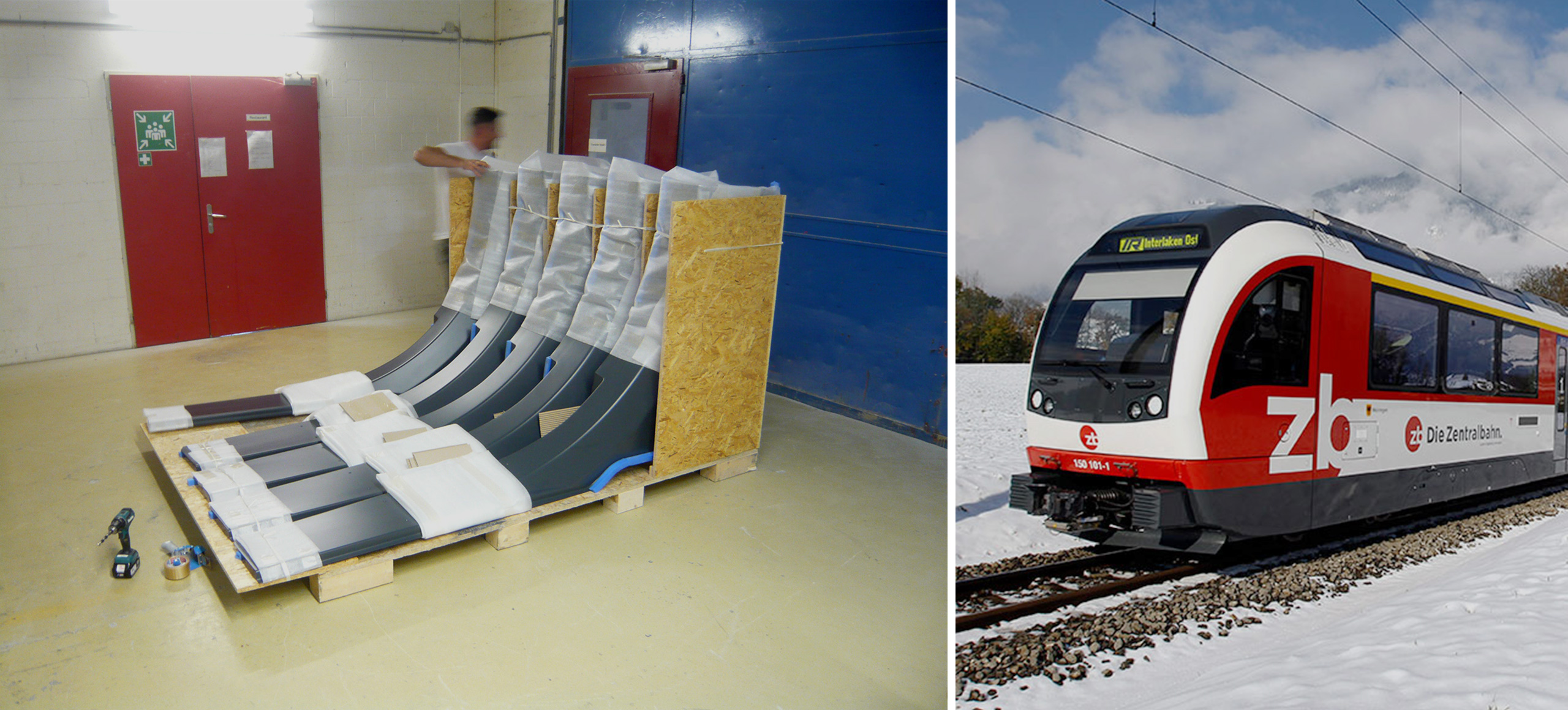 Zentralbahn Einstiegstreppen A-S&auml;ulen Verkleidungen